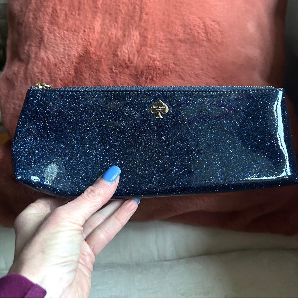 Kate Spade Navy Glitter Bug Mattie Cosmetic Clutch